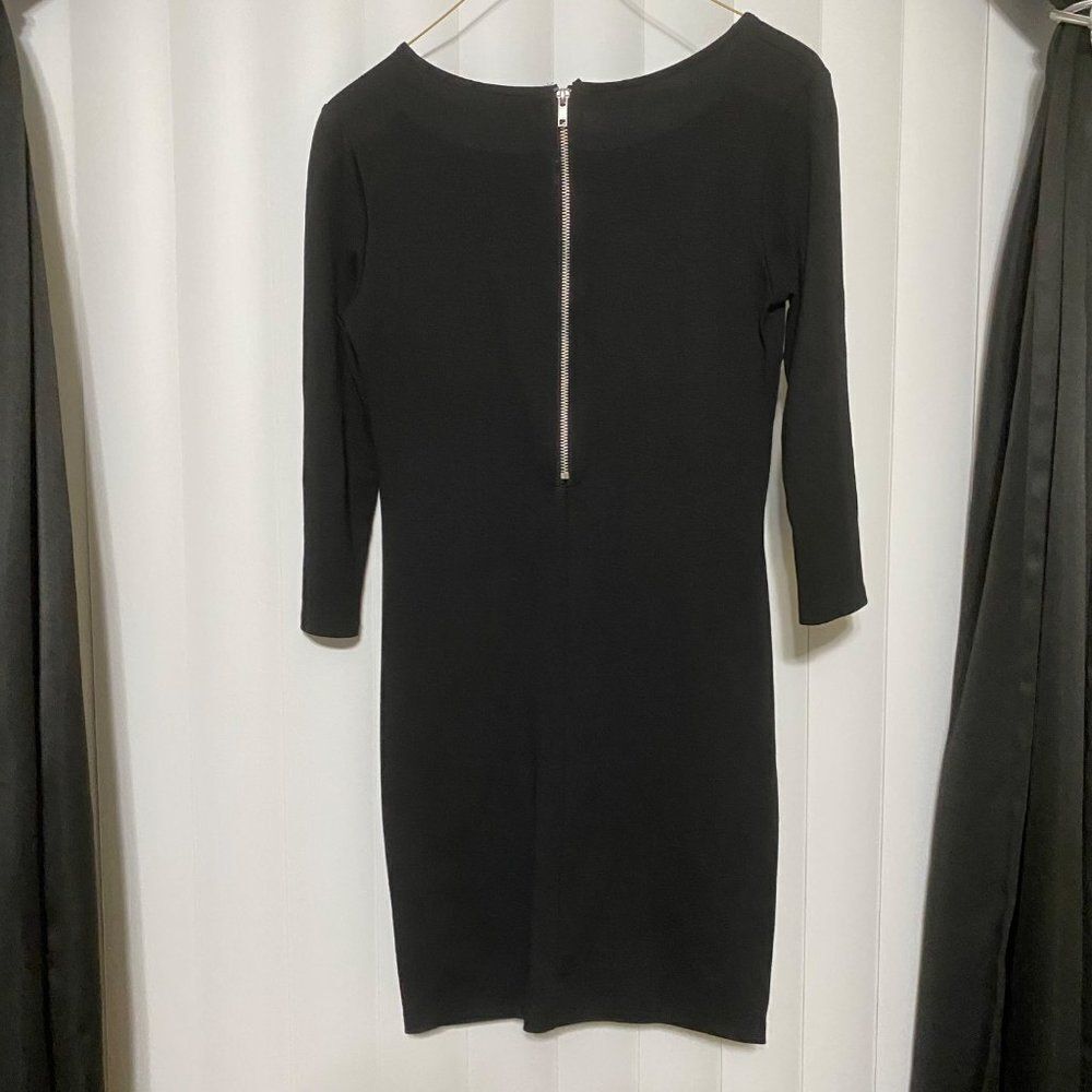 Divided by H&M black knee high dress, 3/4 sleeves, zippered back - Picture 3 of 3